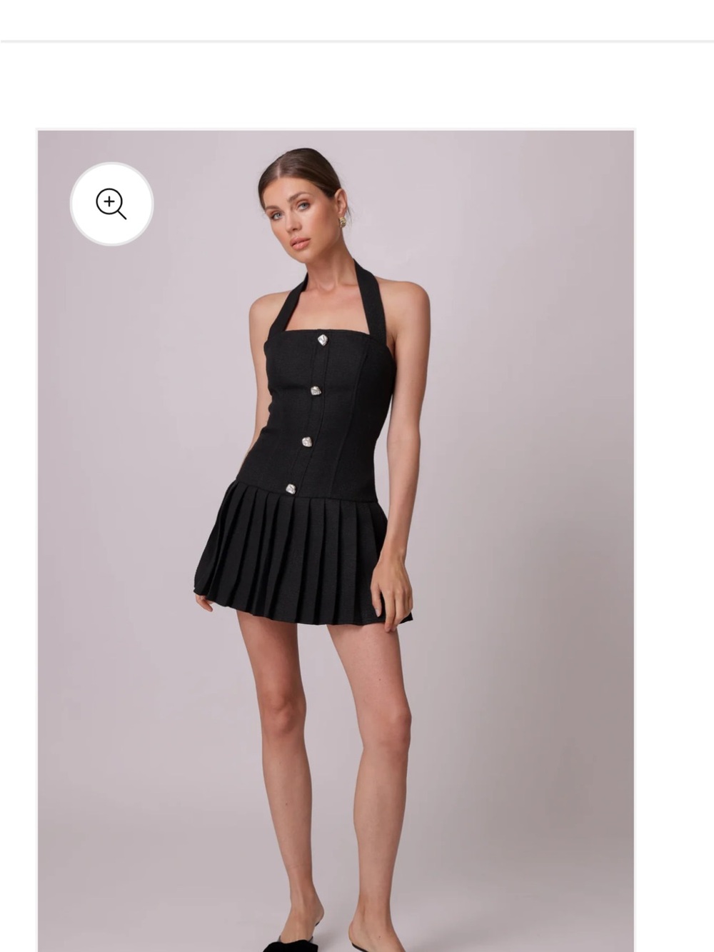 Black Halter Pleated Mini Dress - Brand: